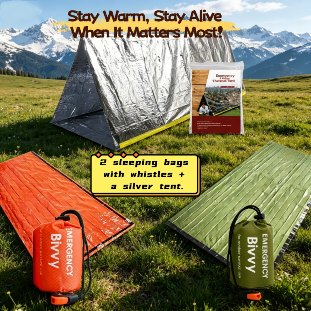 Bivy Sack Lightweight - كيس نوم للطوارئ، بطانية نجاة حرارية