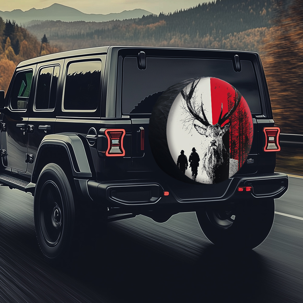 Outdoor Adventure Jeep - غطاء إطار على شكل مشهد صيد