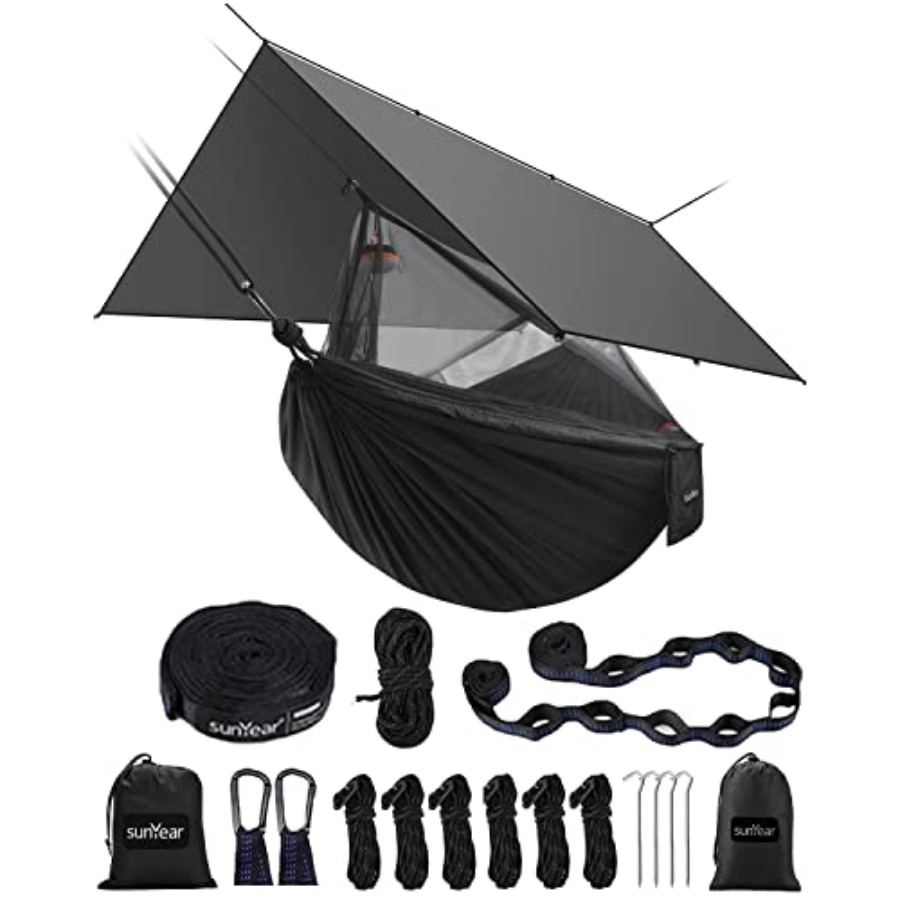 أرجوحة تخييم محمولة مع غطاء وا - مراجعة Hammock Rain Tarp وسعره
