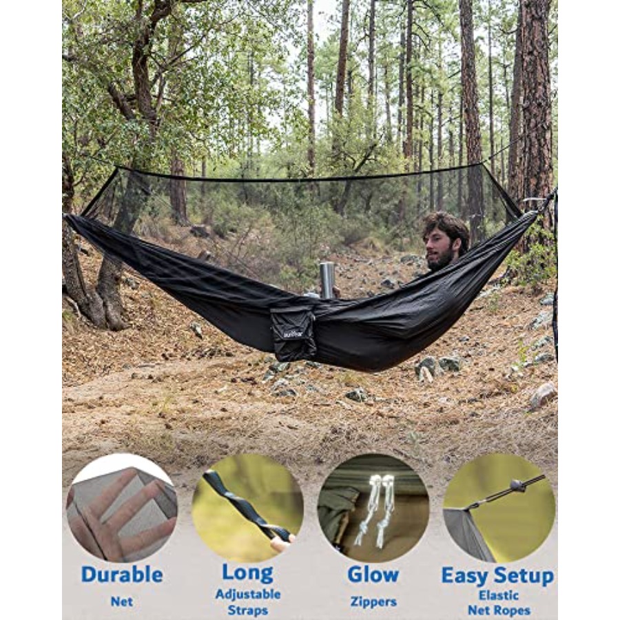 أرجوحة تخييم محمولة مع غطاء وا - مراجعة Hammock Rain Tarp وسعره